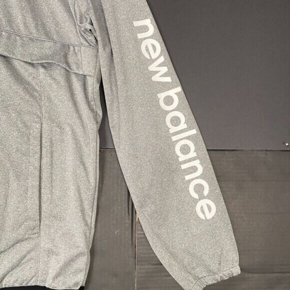 New Balance Mens Size M  1/4 Zip Water Resistant Soft Shell Hooded Jacket Gray - Picture 9 of 14